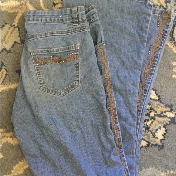 COS medium Wash Boho Hippie Embellished Jeans - Picture 2 of 8